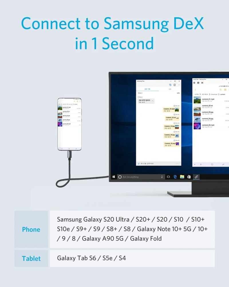 Anker USB-C To HDMI Cable For Home Office 6ft, 4K 60Hz Nylon Braided