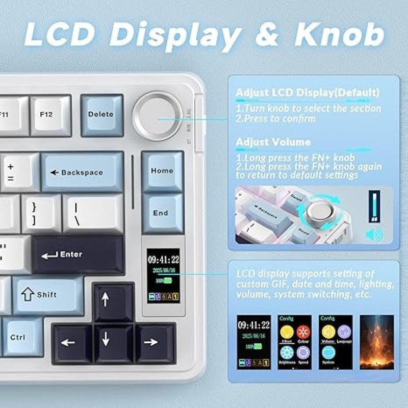 AULA S75 Pro Wireless Mechanical Keyboard – Star Vector Switch, 75% Layout, Tri-Mode BT/2.4G/USB-C, Gasket Mount, Hot-Swappable RGB Keyboard