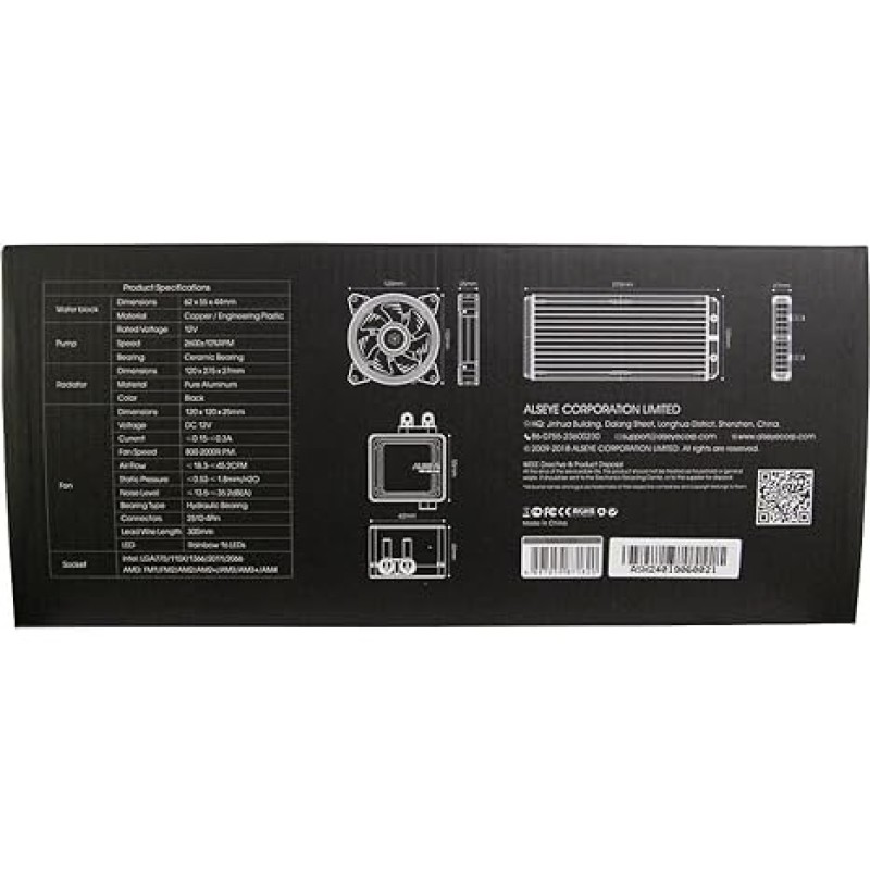 ALSEYE H240 CPU Cooler RGB Fan Water Cooling 120mm PWM Fan Water Cooler For LGA 775/115x/1366/2011/AM2/AM3/AM4