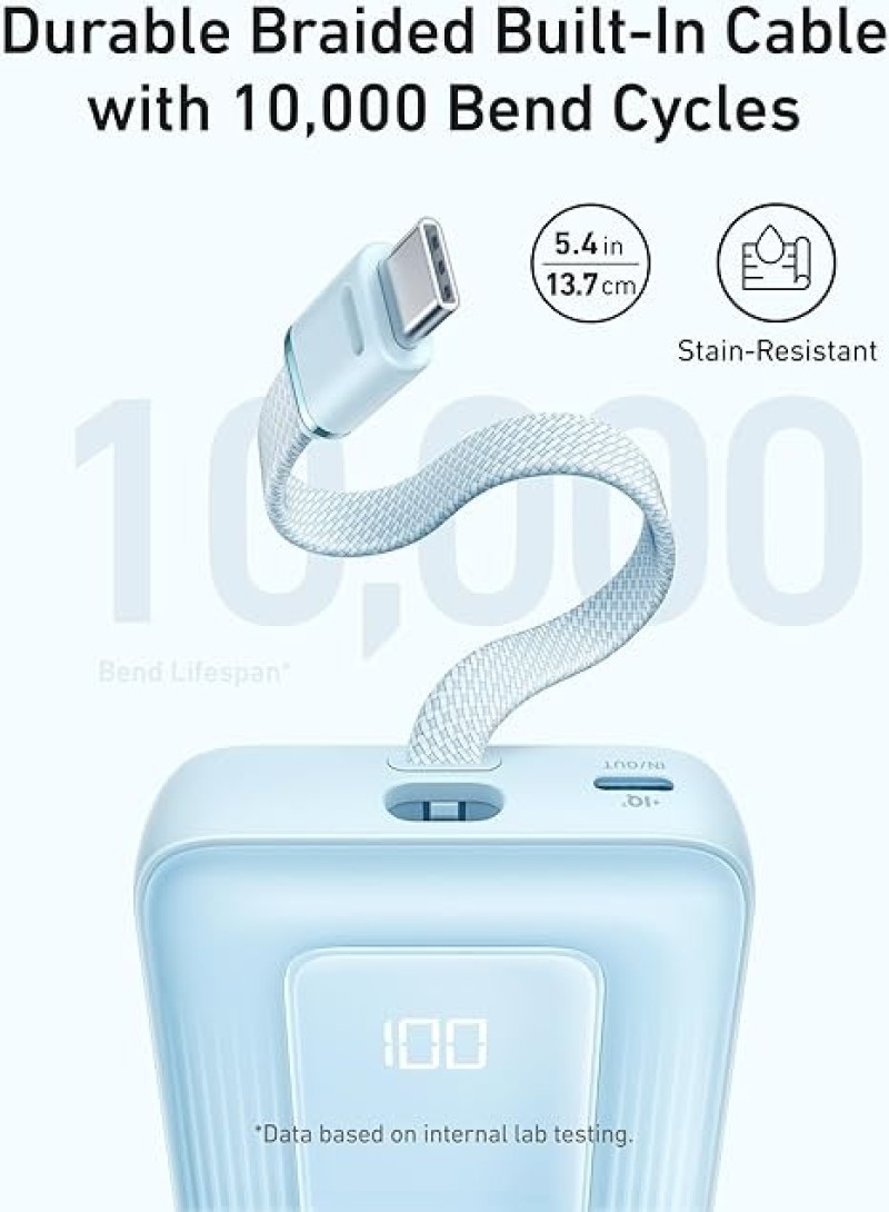 Anker Portable Charger, 10,000mAh 30W Power Bank, USB-C In And Out Fast Charging Battery Pack