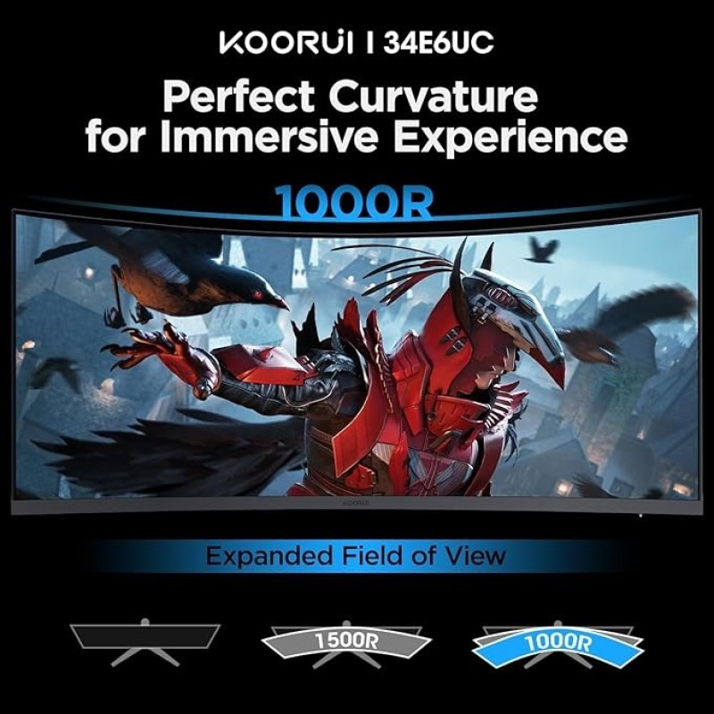 KOORUI 34E6UC 34-Inch Curved WQHD 165Hz Gaming Monitor