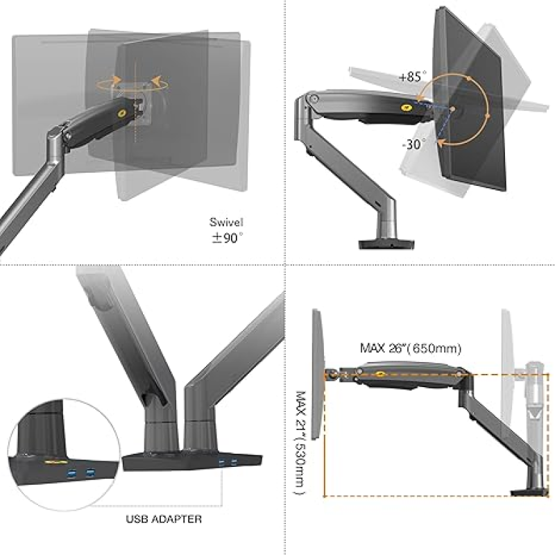 NB North Bayou F160 Dual Monitor Desk Mount