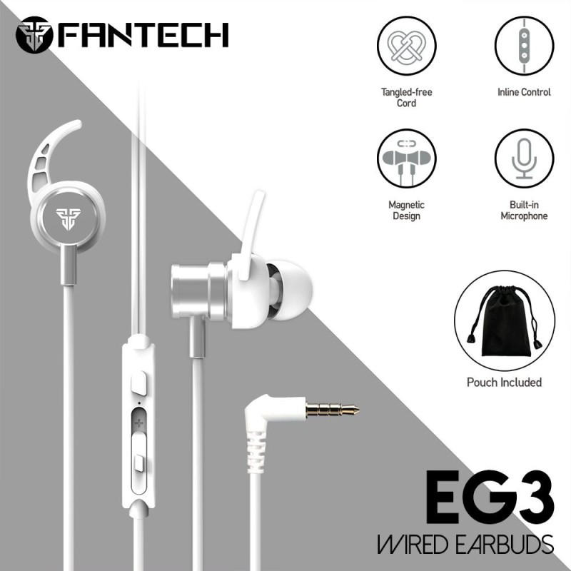 Fantech EG3 Wired Earbuds | 3.5mm Jack | Aluminum Alloy Build | Noise Isolation