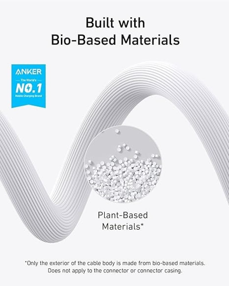Anker 543 USB-C To USB-C Cable (240W, 3ft) | Bio-Based Charging Cable
