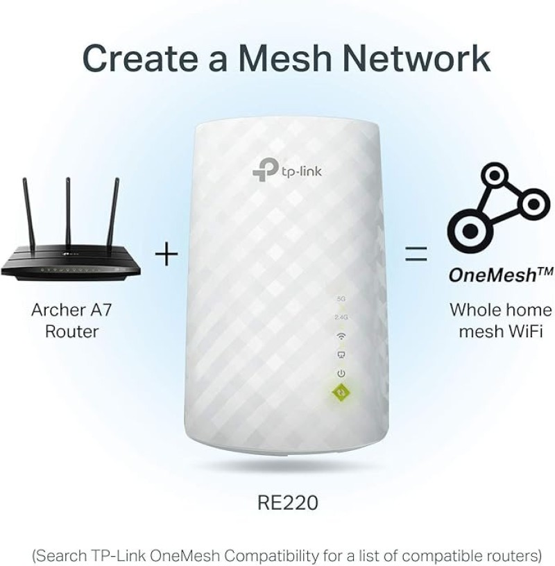 TP-Link AC750 WiFi Range Extender - Dual Band Cloud App Control Up To 750Mbps, One Button Setup Repeater, Internet Booster