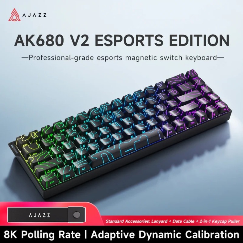 AJAZZ AK680 V2 HE Magnetic Gaming Keyboard (Black/ White Contour)
