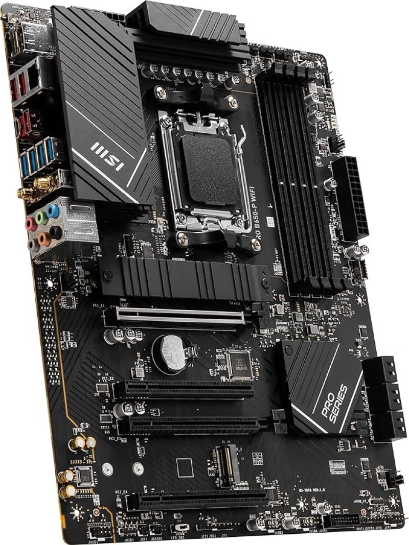 MSI PRO B650-P WiFi ProSeries Motherboard (AMD AM5, ATX, DDR5, PCIe 4.0, M.2, SATA 6Gb/s, USB 3.2 Gen 2, HDMI/DP, Wi-Fi 6E, AMD Ryzen 7000 Series Desktop Processors)