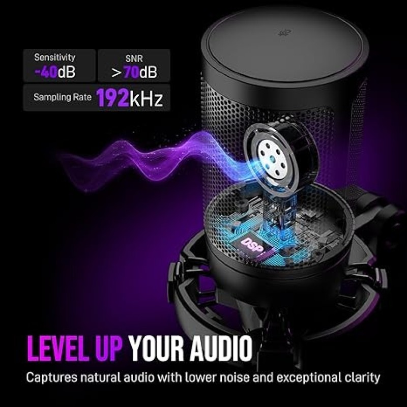 FIFINE A6T USB RGB Gaming Microphone Kit With Boom Arm