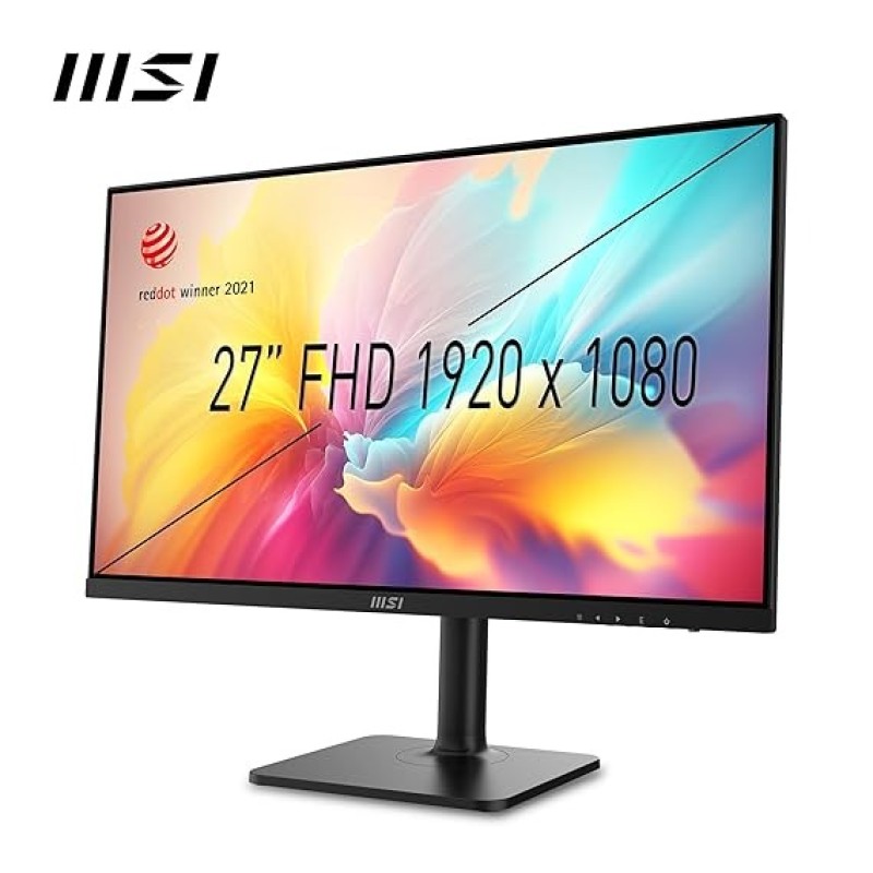 MSI Modern MD272XP 27 Inch FHD Office Monitor - 1920 X 1080 IPS Panel, 100 Hz, Eye-Friendly Screen, HDR Ready, Built-in Speakers, 4-Way Adjustable Stand, KVM - DP 1.2a, HDMI 1.4b, USB Type-C
