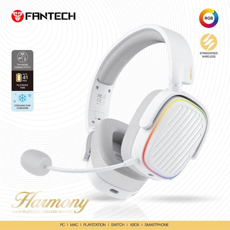 Fantech WHG02 Harmony Wireless Headset – Tri-Mode Multi-Platform | Noise Cancelling Mic