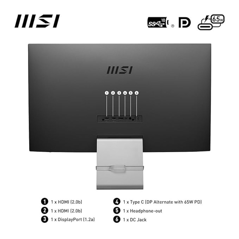 MSI Modern MD271UL 27 Inch 4K UHD Professional Productivity Monitor 3840 X 2160 IPS Panel, Eye-Friendly Screen, 99% DCI-P3 / 139% SRGB Colour Gamut - 2 X HDMI 2.0b, DP 1.2a, USB Type-C (65W PD)