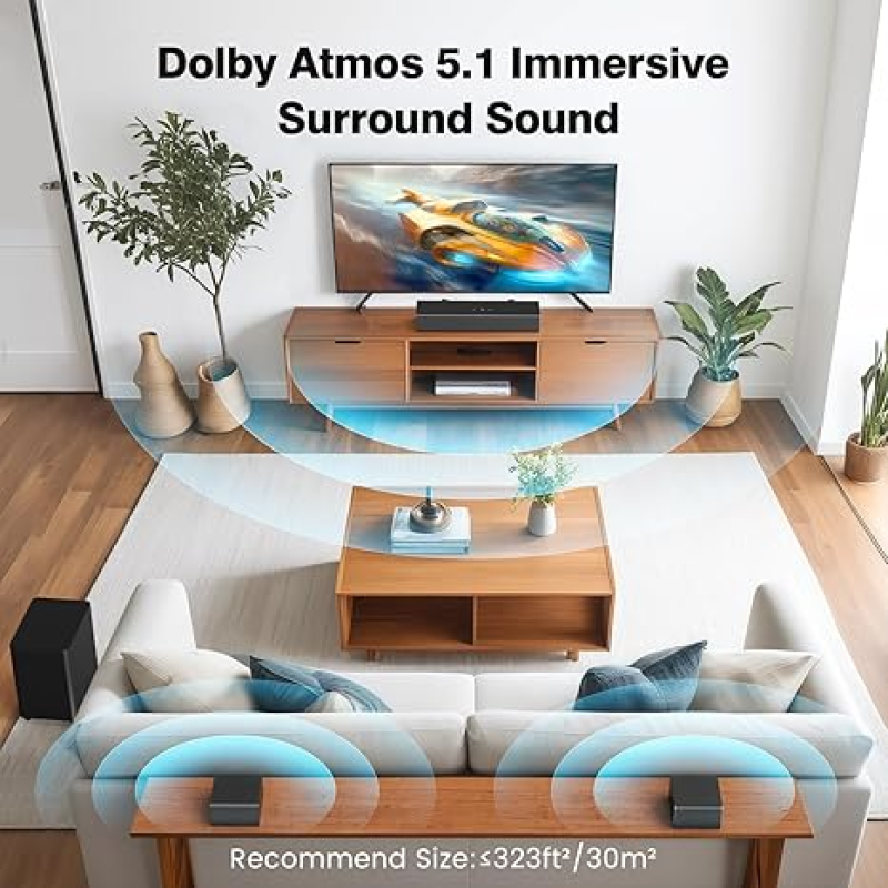 Miroir 5.1 Soundbar SL5100 With Dolby Atmos | Wireless Subwoofer & Surround Speakers
