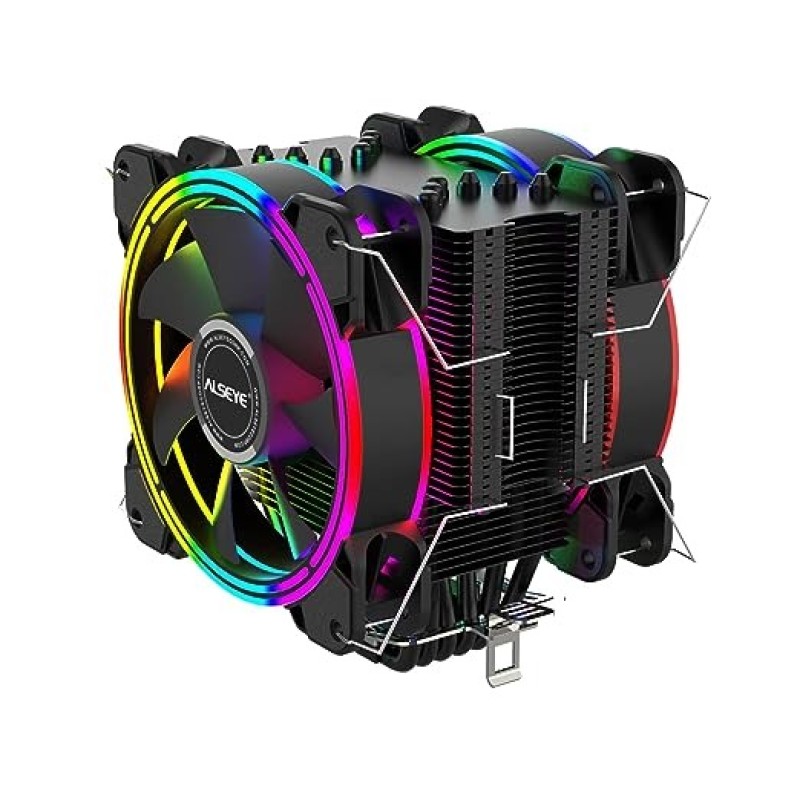 ALSEYE H120D CPU Cooler RGB Fan 120mm PWM 4 Pin 6 Heat Pipes Cooler For LGA 775 115x 1366 2011 1200 AM2+ AM3+ AM4 Support X99 Black/White