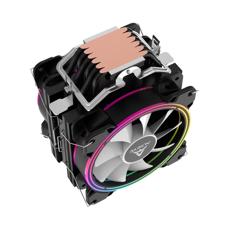 ALSEYE H120D 2.0 PWM Halo Series Universal Rainbow CPU Cooler With 6 Heat Pipes And Dual 120MM Fans 220W
