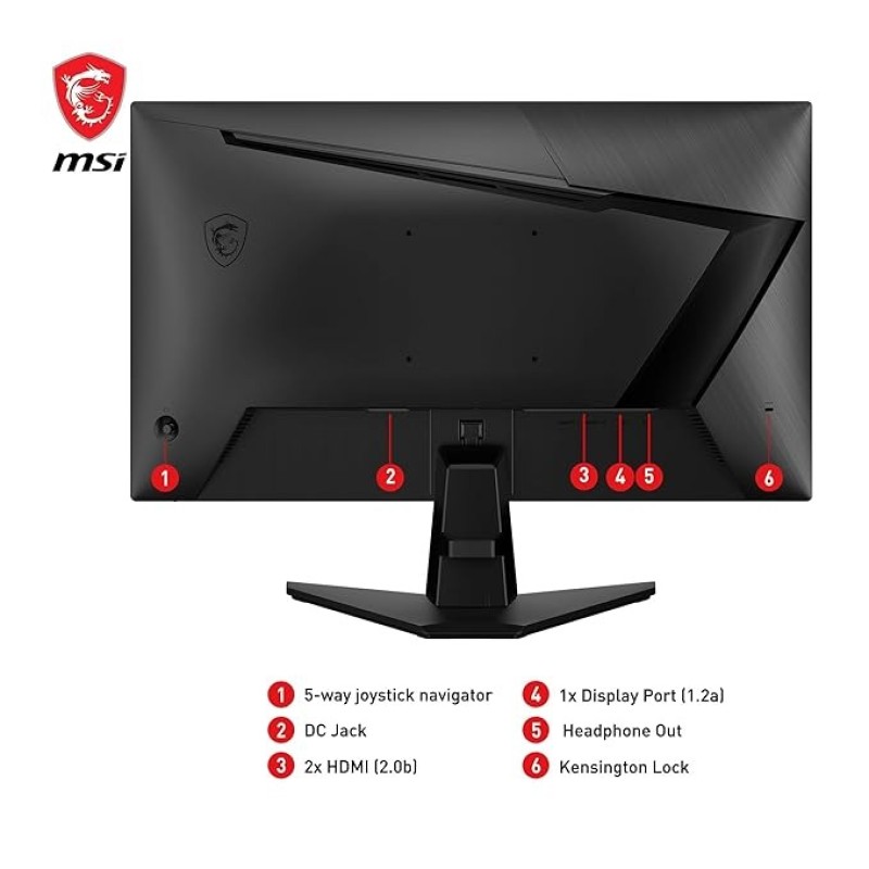 MSI G255F 24.5-Inch FHD Gaming Monitor - Rapid IPS Panel, 180Hz Refresh Rate, 1ms Response Time, 99% SRGB Color Gamut