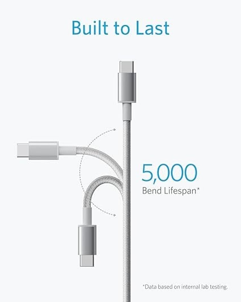 Anker USB-C To USB-C Cable, Type C 60W Fast Charging Cable (6FT) (White)