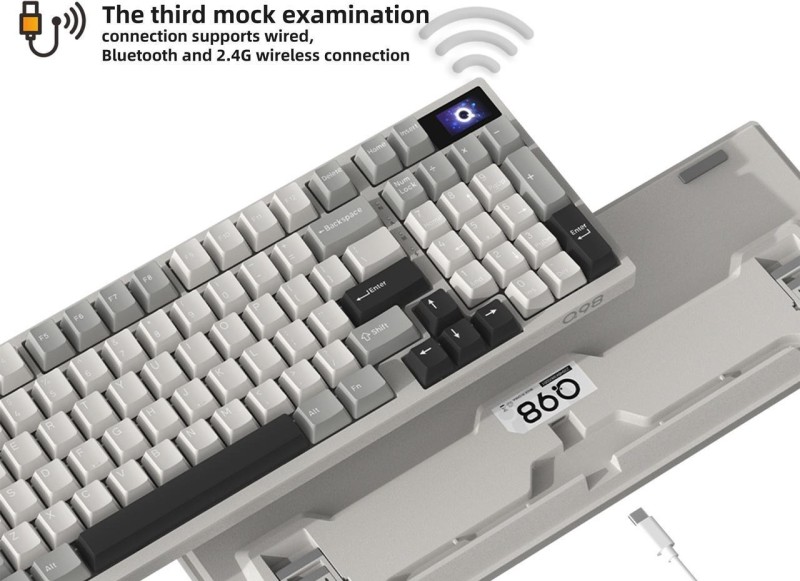 SAMA Q98 Tri-Mode Wireless Mechanical Gaming Keyboard With LCD Display, RGB Hot-swappable Programmable Gaming Keyboard, 2.4G Wireless/Bluetooth/Wired With PBT Double-Shot Keycaps,4000mAh