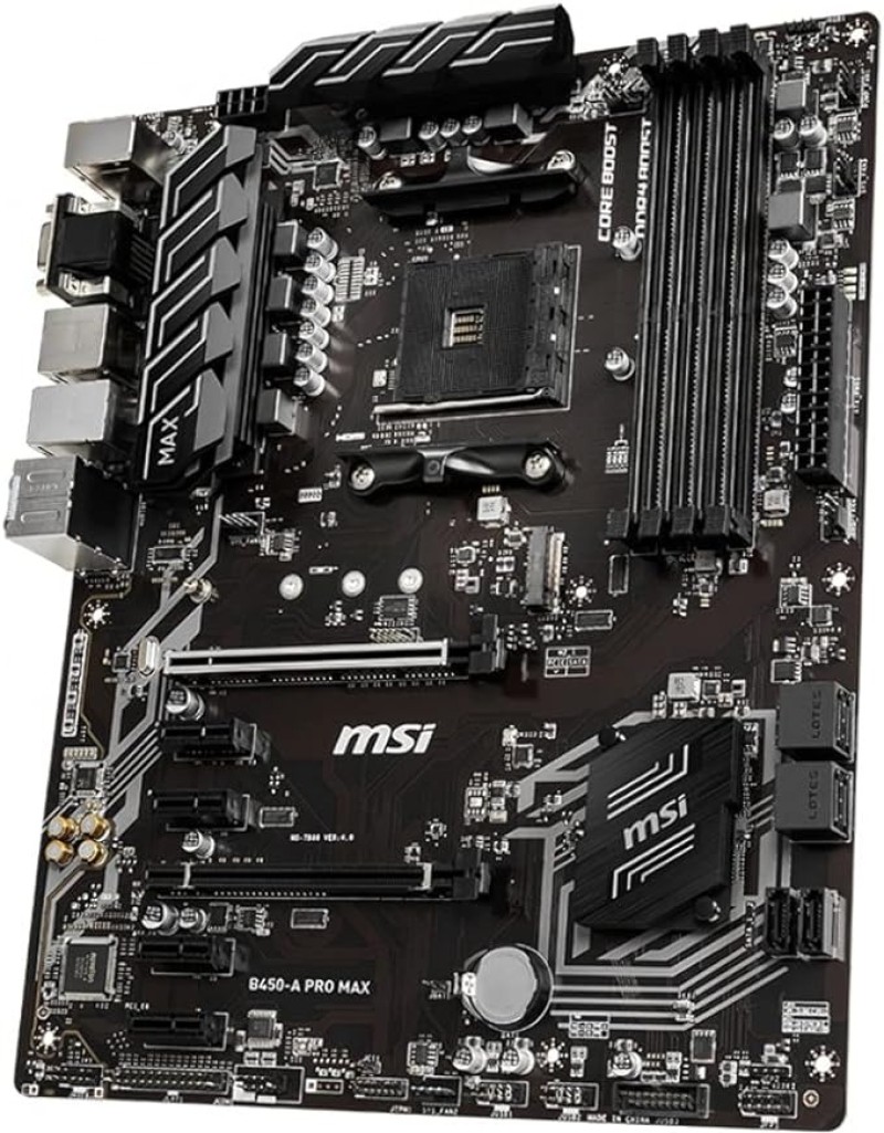 MSI ProSeries AMD Ryzen 2ND And 3rd Gen AM4 M.2 USB 3 DDR4 D-Sub DVI HDMI Crossfire ATX Motherboard (B450-A Pro Max) (B450APROMAX)