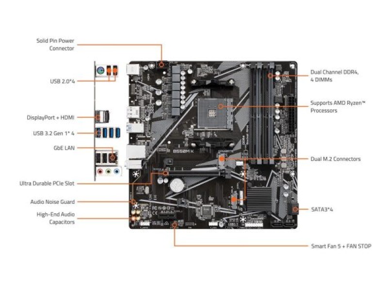 GIGABYTE B550M K AM4 AMD Motherboard