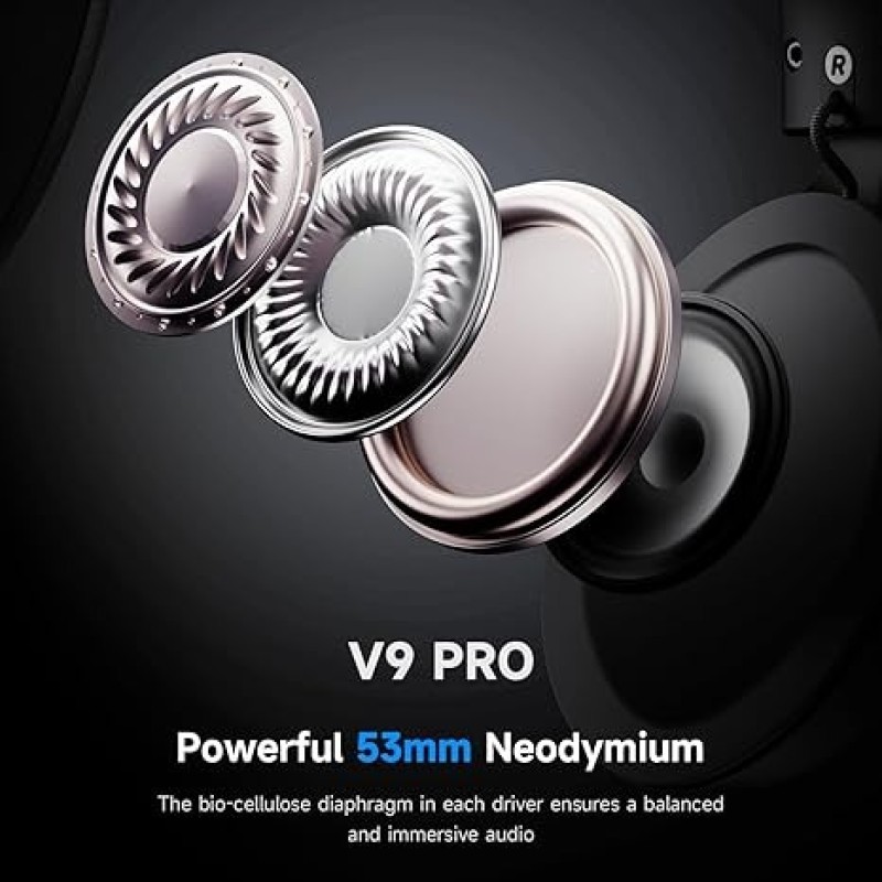 MCHOSE V9 PRO Wireless Gaming Headset – 7.1 Surround Sound, 15ms Low Latency, 250-Hour Battery, Noise-Canceling Mic