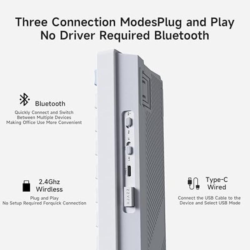 AJAZZ AK650 Dream Weaver 65% Hot-Swappable Mechanical Gaming Keyboard – RGB, Tri-Mode Wireless (Bluetooth/2.4 GHz) + Wired USB-C, South-Facing RGB (66 Keys)