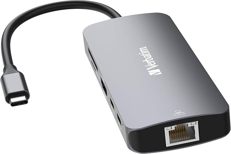 Verbatim USB-C Pro Multiport Hub 9 Port CMH-09 – 4K HDMI, Gigabit Ethernet, USB 3.0, SD/TF Card Reader
