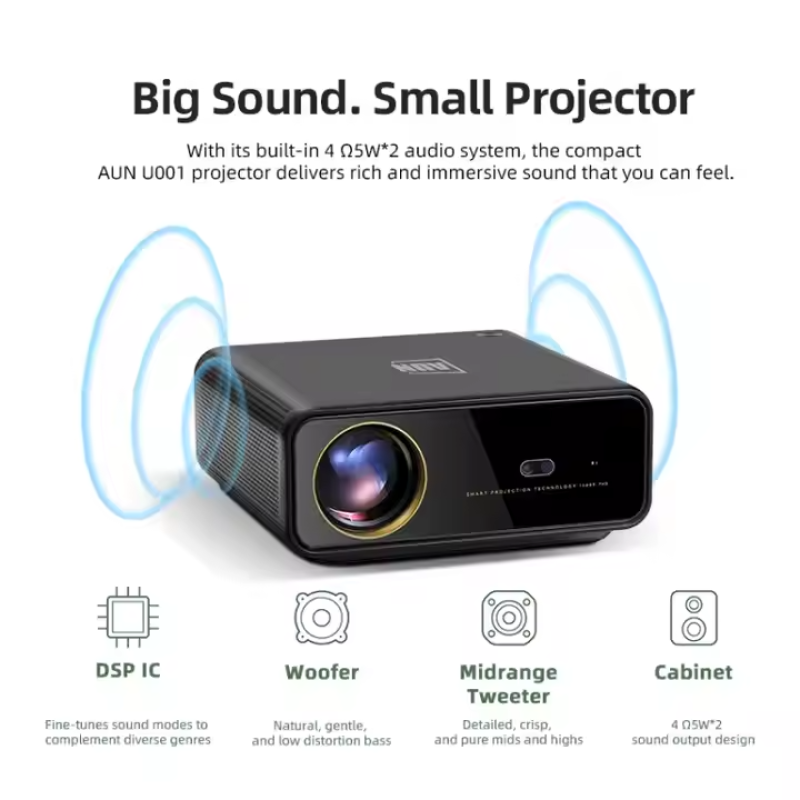 AUN U001 10S Projector – 4K Resolution, 18000 Lumens, Android 11.0, 50-300" Projection Size
