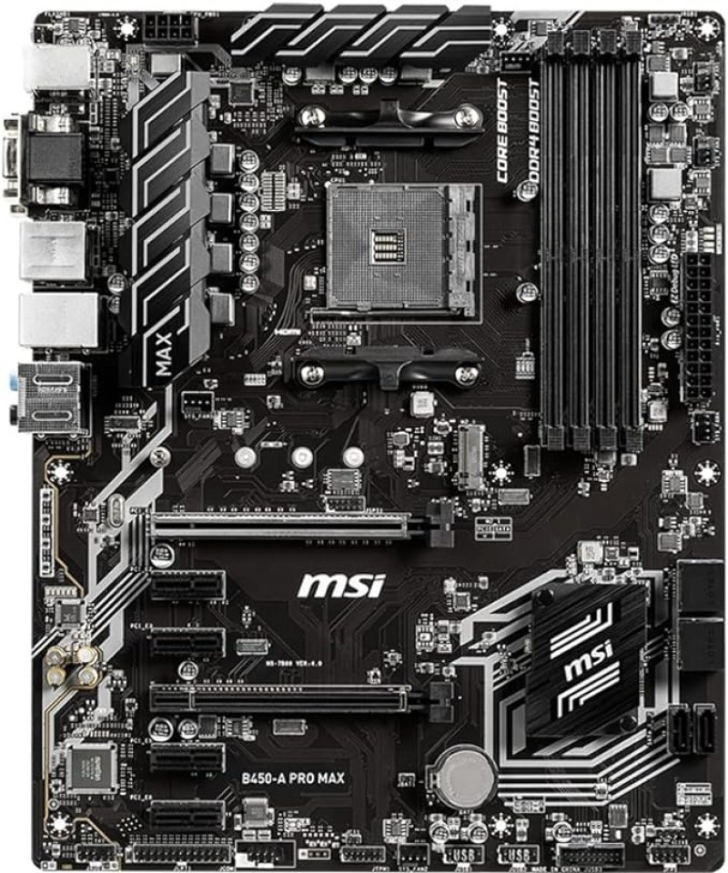 MSI ProSeries AMD Ryzen 2ND And 3rd Gen AM4 M.2 USB 3 DDR4 D-Sub DVI HDMI Crossfire ATX Motherboard (B450-A Pro Max) (B450APROMAX)