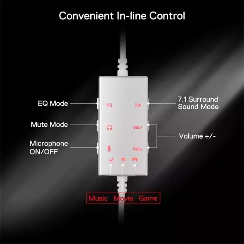 REDRAGON H376 AURORA WIRED GAMING HEADSET - WHITE