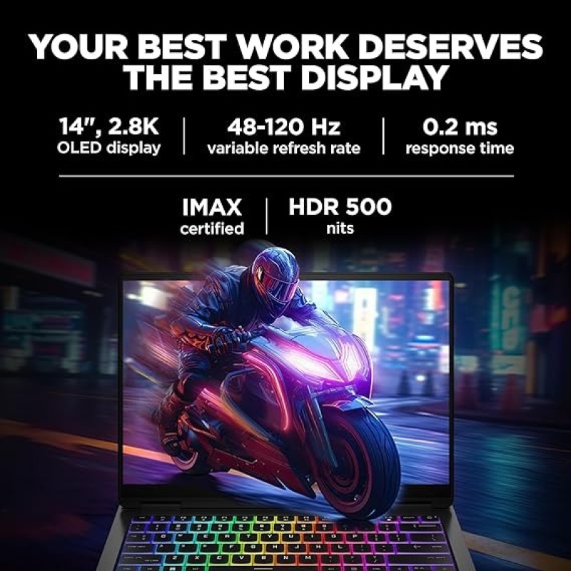 HP OMEN Transcend, Built-in AI, Intel Core Ultra 7 155H, 8GB RTX 4060 GPU, 14-inch (35.6 Cm), 2.8K, OLED, 48-120Hz, 500 Nits, 16GB LPDDR5x, 1TB SSD, RGB Backlit KB, (MSO, Black, 1.63 Kg), Fb0007TX