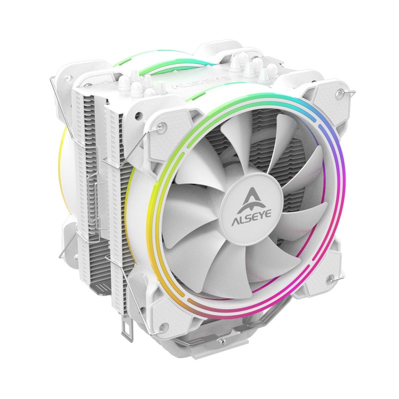ALSEYE H120D 2.0 PWM Halo Series Universal Rainbow CPU Cooler With 6 Heat Pipes And Dual 120MM Fans 220W