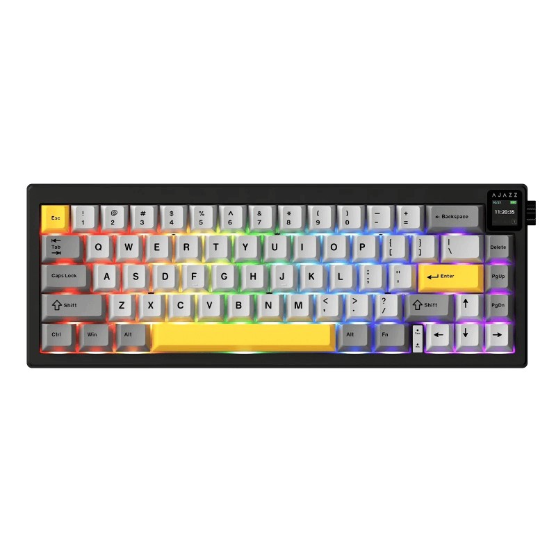 AJAZZ AK650 Dream Weaver 65% Hot-Swappable Mechanical Gaming Keyboard – RGB, Tri-Mode Wireless (Bluetooth/2.4 GHz) + Wired USB-C, South-Facing RGB (66 Keys)