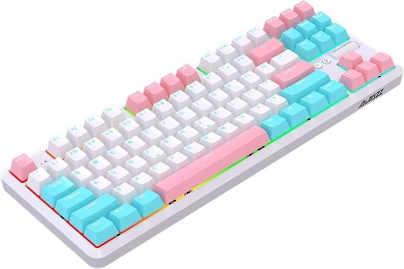 Ajazz K870T Pro TKL Hot-Swappable Mechanical Gaming Keyboard – Bluetooth 5.0 / 2.4G / Type-C Wired, RGB, Rotary Knob