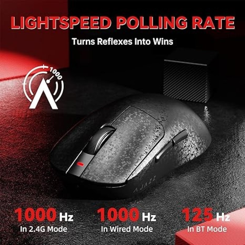 AJAZZ AJ199 Wireless Gaming Mouse (Black/White) – 55g Tri-Mode, PAW3311, 24K DPI