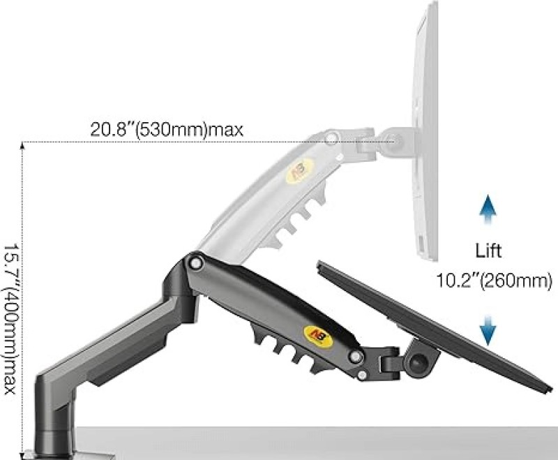 NB F160 Dual Gas-Spring Monitor Arm – 17″ To 27″ Support