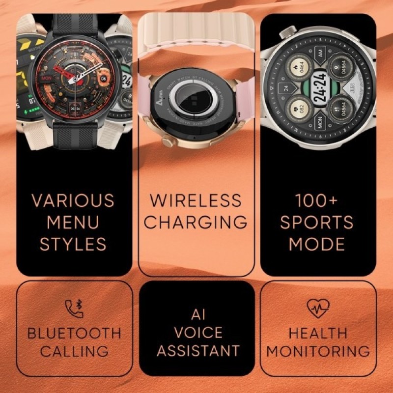 Alewa Moon AMOLED Smartwatch – BT Call, 3ATM, Dual Strap