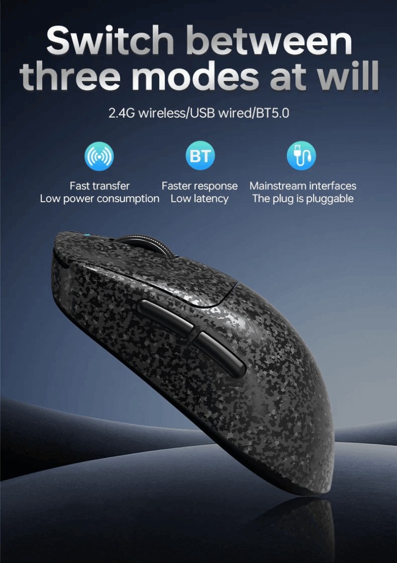 AJAZZ AJ199 Carbon Fiber Tri-Mode Wireless Gaming Mouse