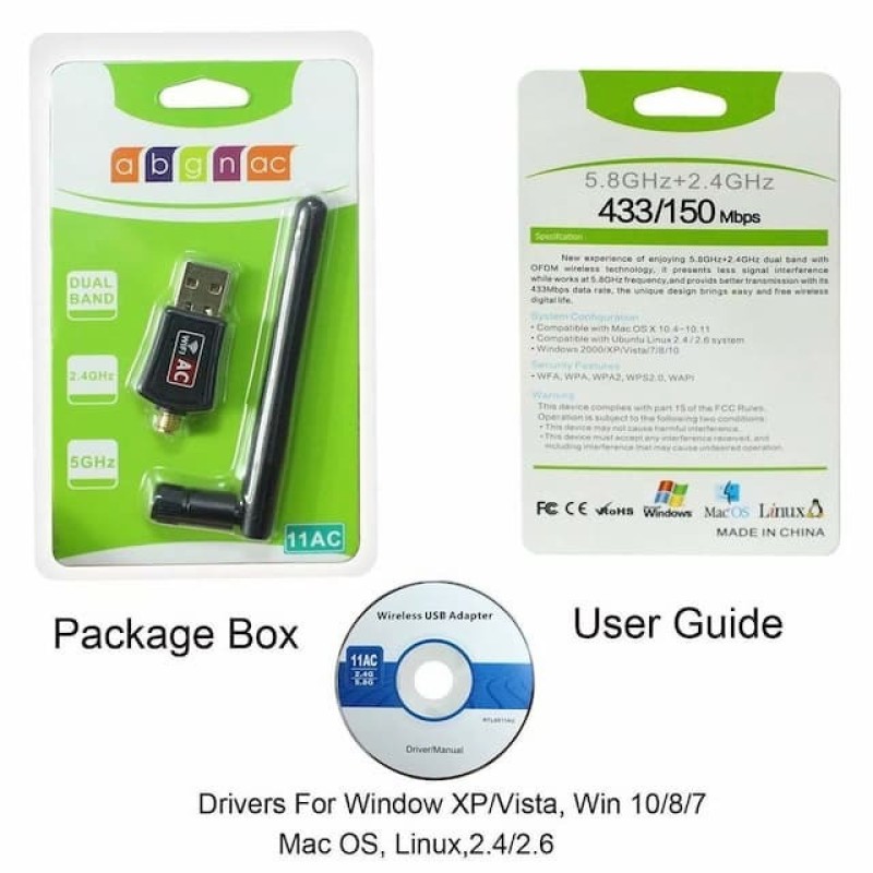 600Mbps Dual Band USB WiFi Adapter – 2.4GHz/5GHz Wireless Dongle For PC/Laptop