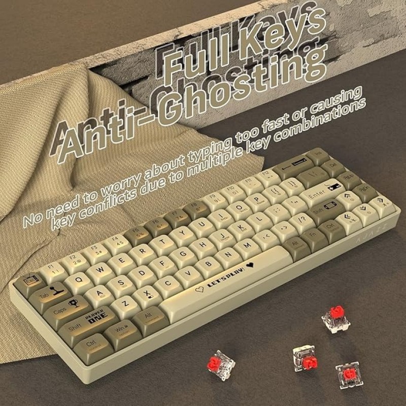 AK680 65% Wired Hotswap Mechanical Gaming Keyboard, 68 Keys Portable Anti-Ghosting, Rainbow Lighting Programmable, EVA Sandwich, Ergonomic, Sleeve Brown Switch For MAC/Win Grey