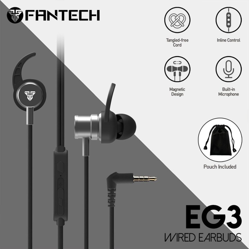 Fantech EG3 Wired Earbuds | 3.5mm Jack | Aluminum Alloy Build | Noise Isolation