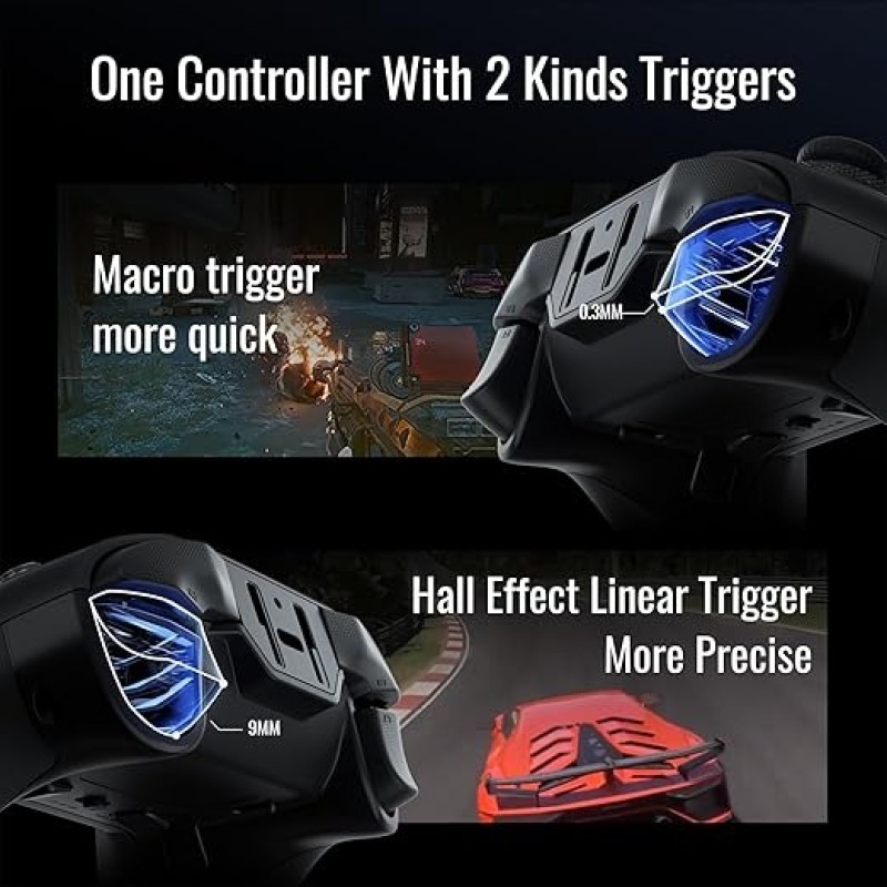 FLYDIGI Vader 4 Pro PC Controller Force Adjustment Lever Joystick, Hall & Micro Triggers, 1000Hz Report Rate, 4-Motor Stereo Vibration, 800mAh, Multi-Platform For PC/NS/Android/TV