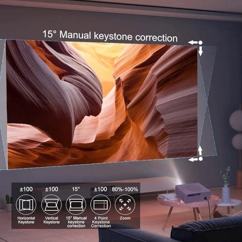 AUN AKEY7 MAX Pro Projector | 1080p Native Resolution | 14000 Lumens (1200 ANSI) | Android 9 | 5G WiFi & Bluetooth
