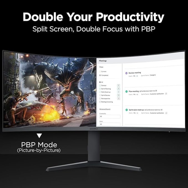 KOORUI 34E6UC 34-Inch Curved WQHD 165Hz Gaming Monitor