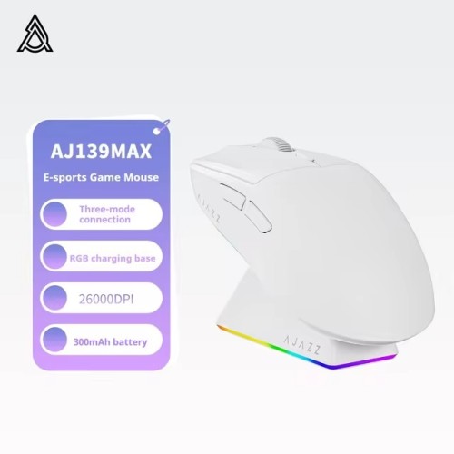 AJAZZ AJ139 MAX Wireless Gaming Mouse With PAW3395 Sensor, 3-Mode Connectivity, And RGB Lighting Dock