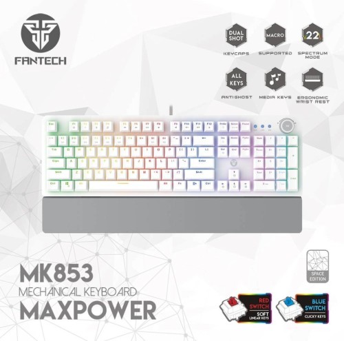 Fantech MK853 Maxpower Mechanical Gaming Keyboard – White (Red/Blue Switch)