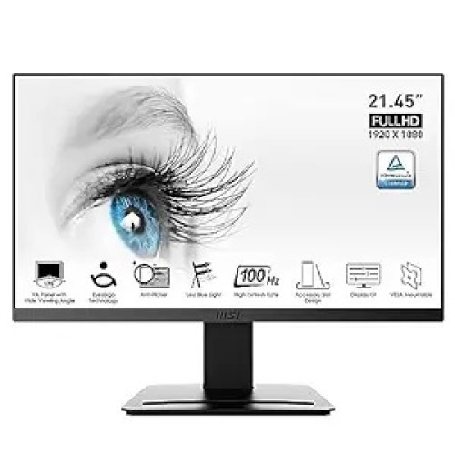 MSI Pro MP223 21.45 Inch Full HD Office LCD Monitor - 1920 X 1080, 100 Hz, Eye-Friendly Screen, Vesa Mountable, Display Kit Support, Tilt-Adjustable - Hdmi 1.4B, D-Sub (Vga)