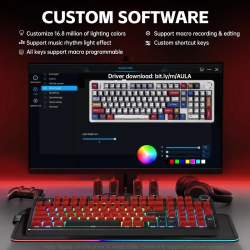 AULA F99 Pro Wireless Mechanical Keyboard – 96% Layout, Tri-Mode, Rotary Knob, Gasket Mount, Hot-Swappable, 8000mAh, RGB Gaming