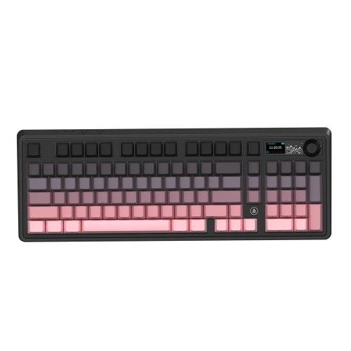 AJAZZ AK980 Wireless Gaming Keyboard (Gradient Pink) – Maillard Switches, Tri-Mode BT 5.0 / 2.4GHz / USB-C, Hot-Swap Screen + Knob, 5-Layer Padding, Windows & Mac