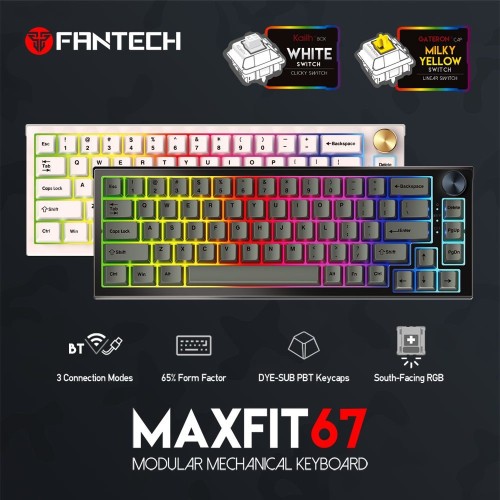 Fantech MAXFIT67 MK858 Modular 65% RGB Mechanical Keyboard – Gateron Brown Switch