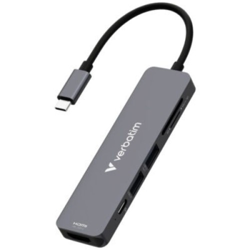 Verbatim USB-C 6-Port Hub With 4K HDMI, 100W PD & Card Reader